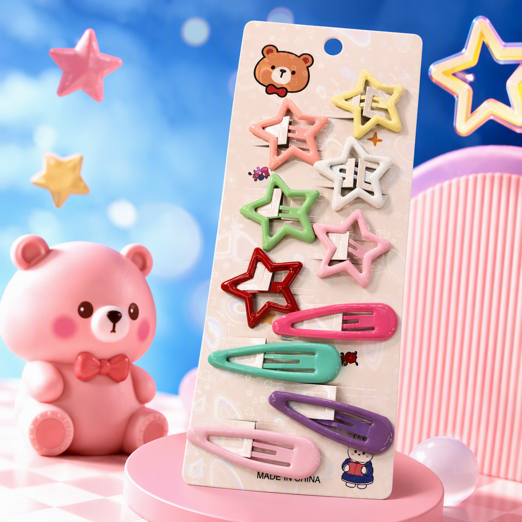 Colorful Star Oval Hair clip Set, Cute hair accessories for girls, hair accessory combination set, student hair clip and hair accessory gift box Specification image