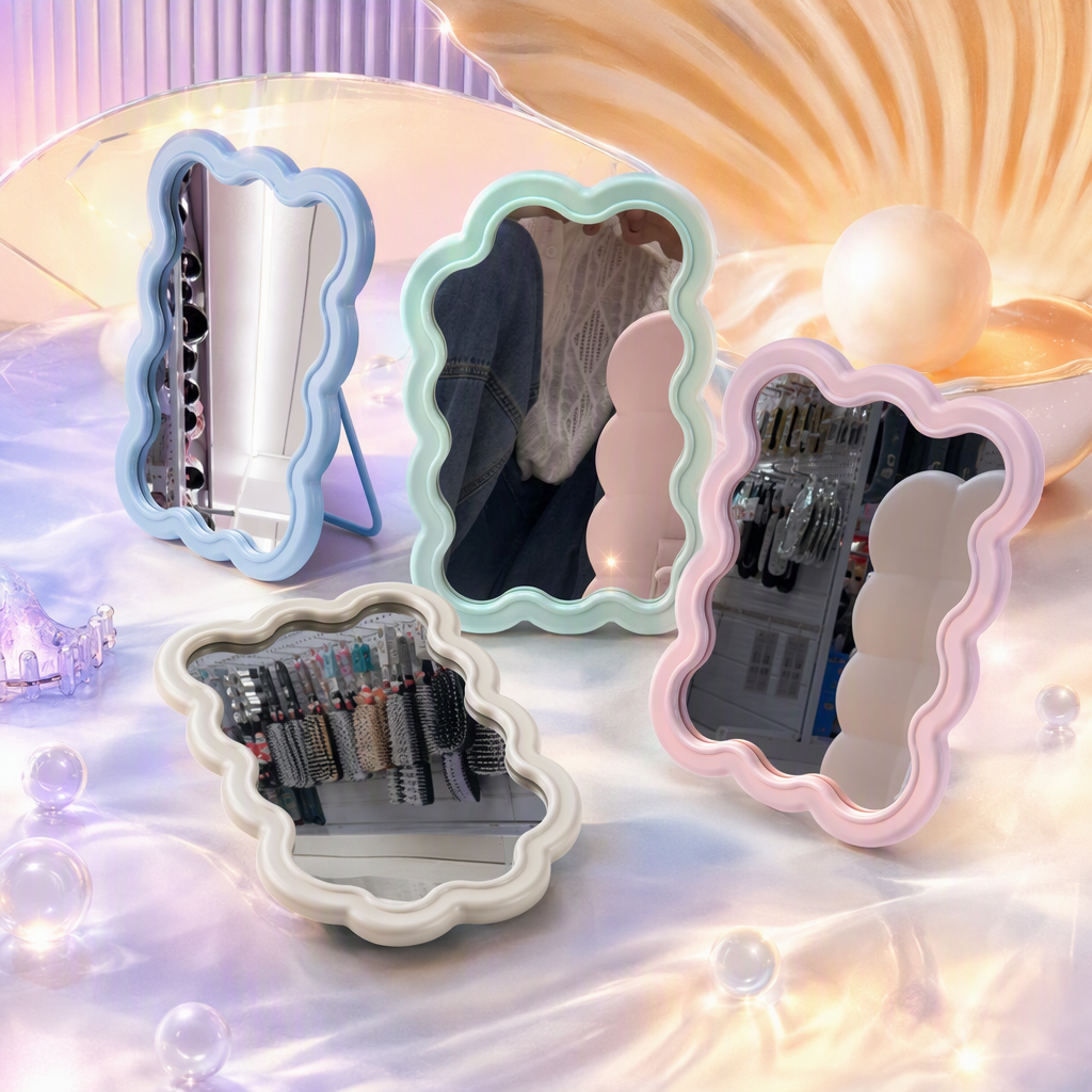 The creative colorful cloud-framed decorative mirror is a simple and modern home wall-mounted mirror with a beautiful and practical colorful frame Specification image