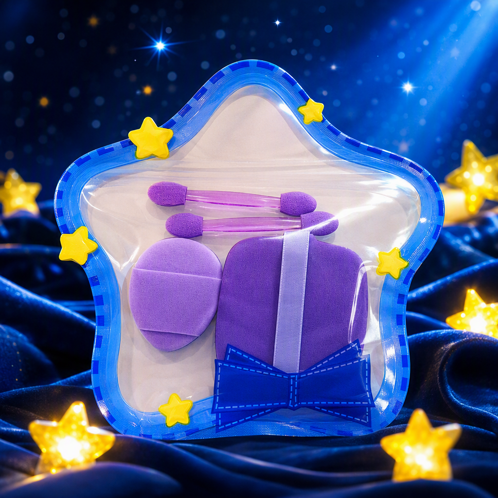 Star-shaped transparent storage bag, purple beauty tool set, portable organizing makeup bag, storage bag for women Specification image