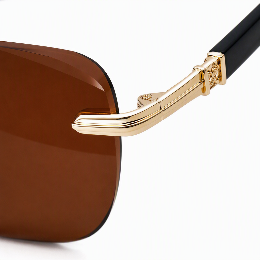 Golden frame, black temple, brown lens, sunshade driving polarized sunglasses, fashionable and trendy, suitable for both men and women Application Scenario