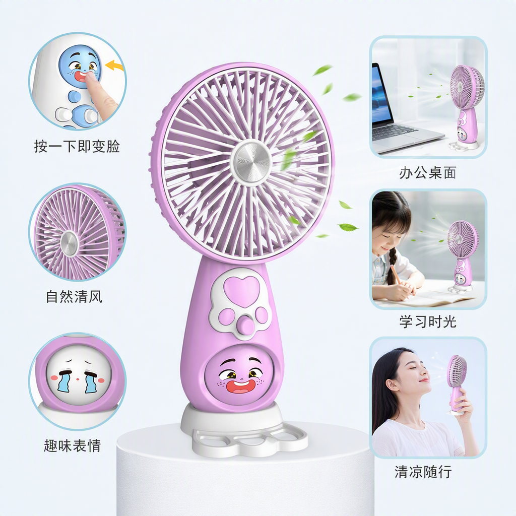 Portable mini handheld fan, quiet in summer, small and portable, battery-powered, essential for outdoor travel