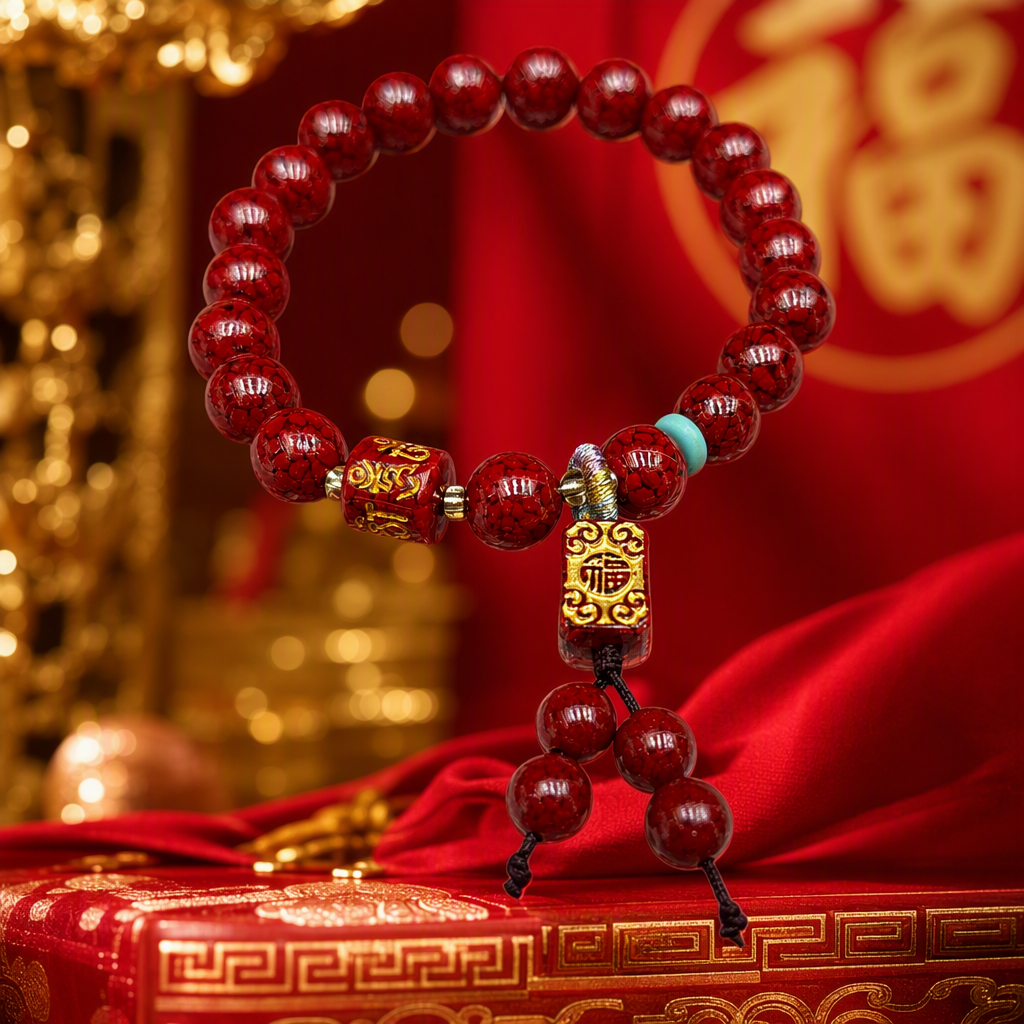Cinabrio cadena de mano moda cadena de cuentas rojas pulsera mujer tejido a mano retro personalidad tendencia accesorios casual versátil Specification image