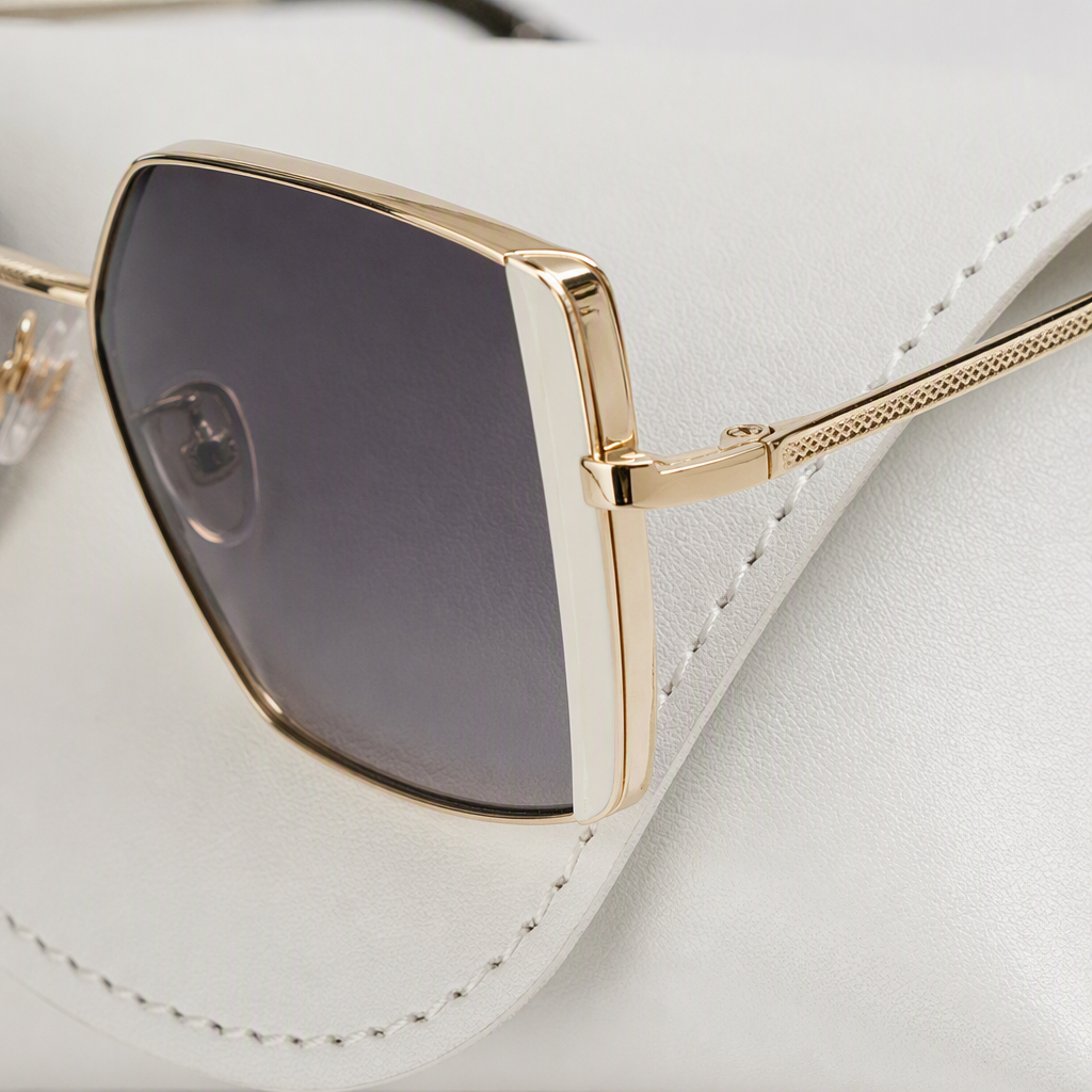 Caja espejo blanco bisel dorado gafas de sol moda gafas polarizadas para hombres y mujeres tendencia versátil ligero protección uv Application Scenario