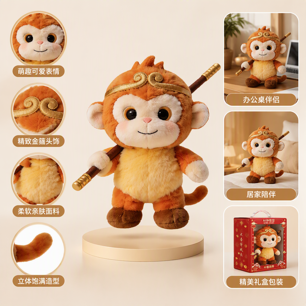 AI robot acompañante amarillo anaranjado peluche muñeca son goku 18 áreas de conocimiento para cubrir completamente las necesidades de crecimiento de 3 a 6 años