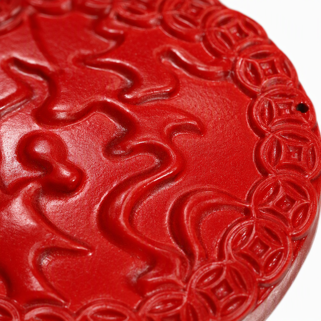 High-content cinnabar pendant, retro red round carved pendant, necklace accessory, fashionable and versatile gift, suitable for both men and women Application Scenario