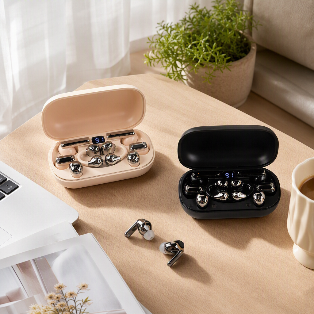 The pink true wireless earphone charging case features wireless Bluetooth sports headphones that support fast charging, are lightweight and portable, and offer high-quality music calls with excellent sound effects details Picture