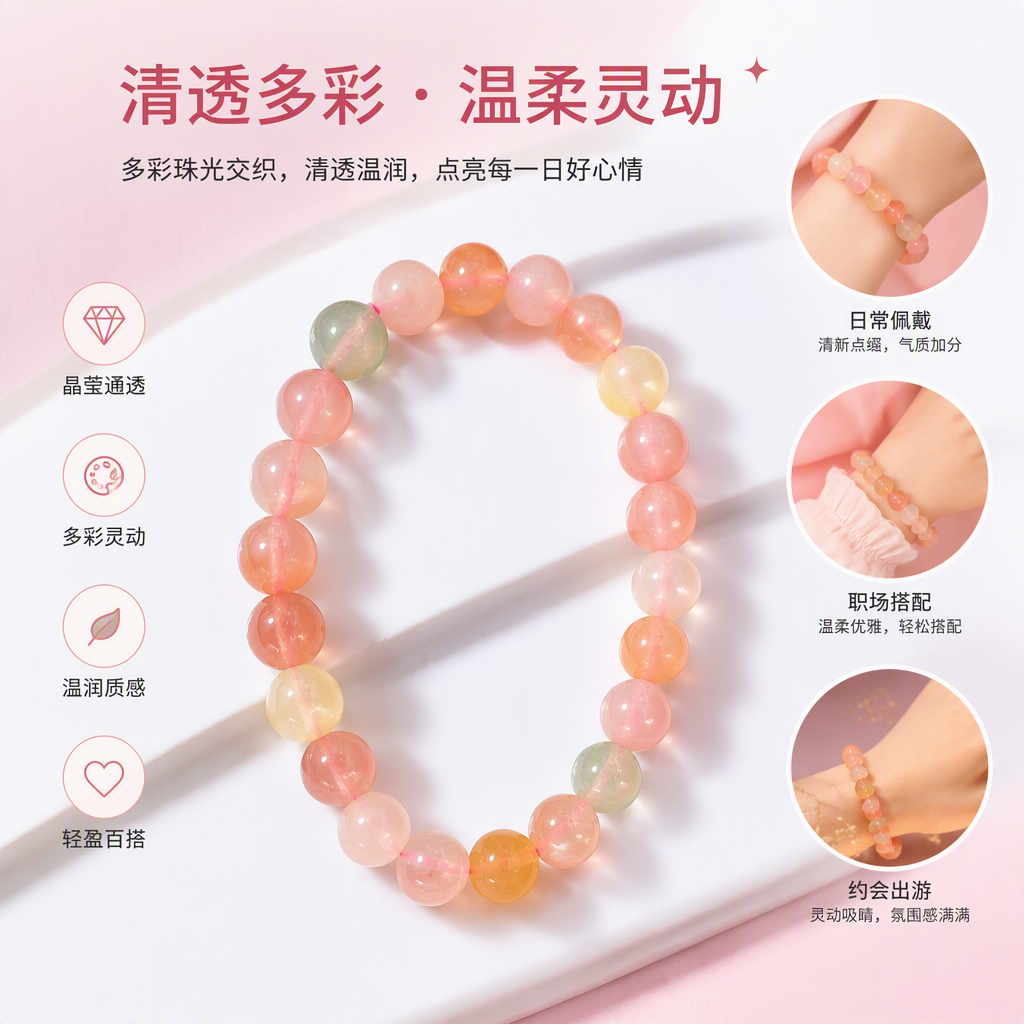 多彩珠串手链时尚潮流手工编织个性饰品女学生休闲百搭礼物