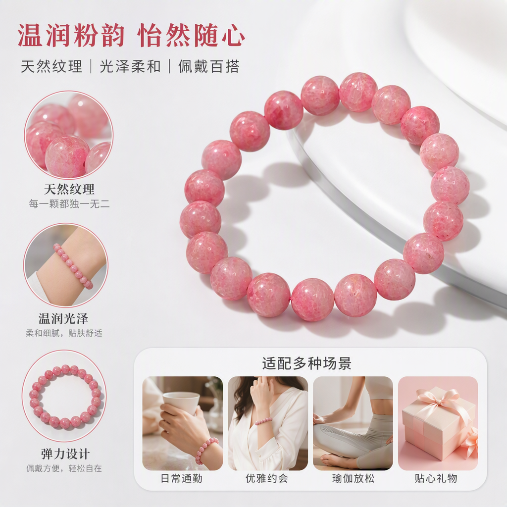 时尚粉色珠串手链简约甜美女生手饰潮流百搭手链饰品礼物