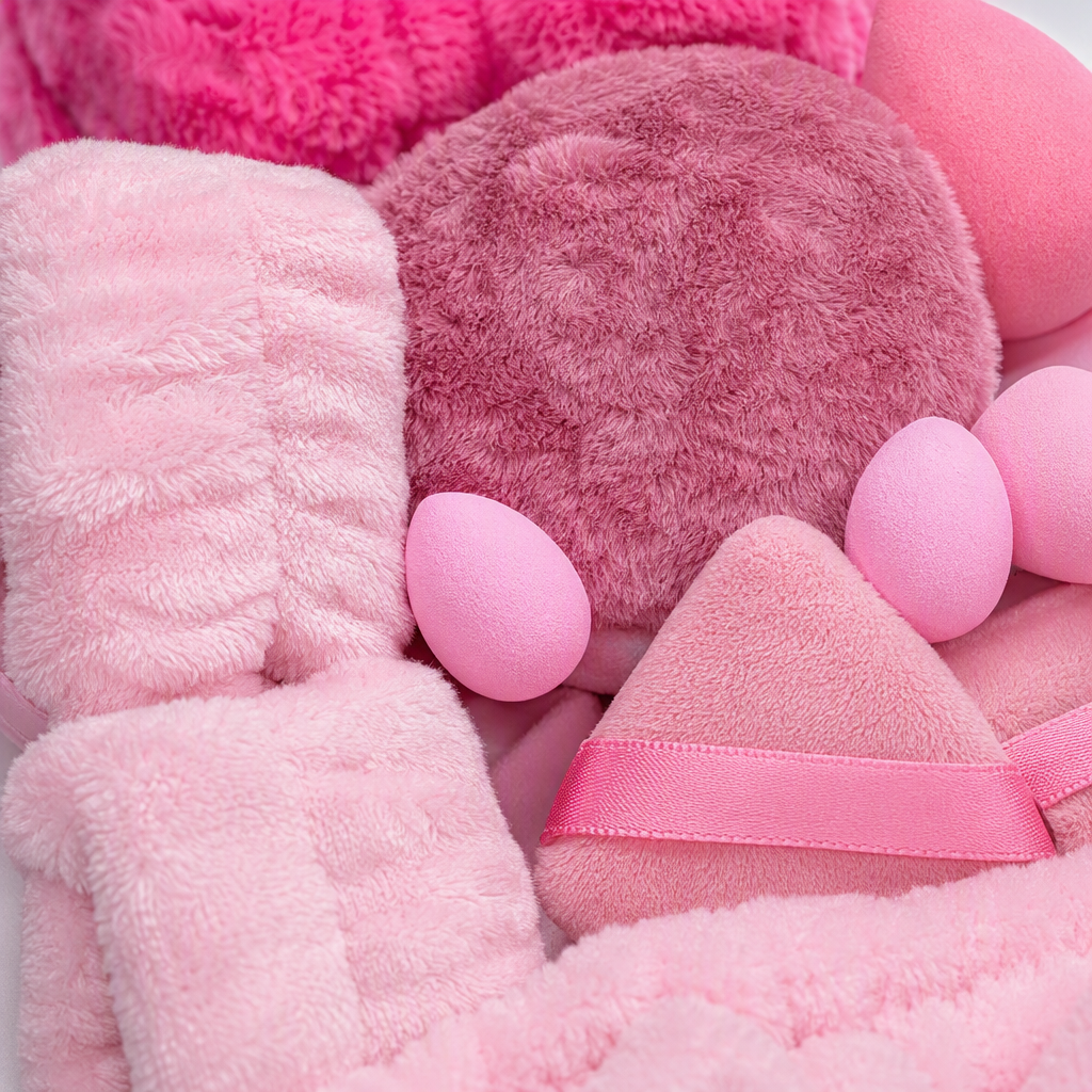 Pink-themed beauty tool set: makeup brush, powder puff, makeup stick, beauty device, beauty tool set gift box for students Application Scenario