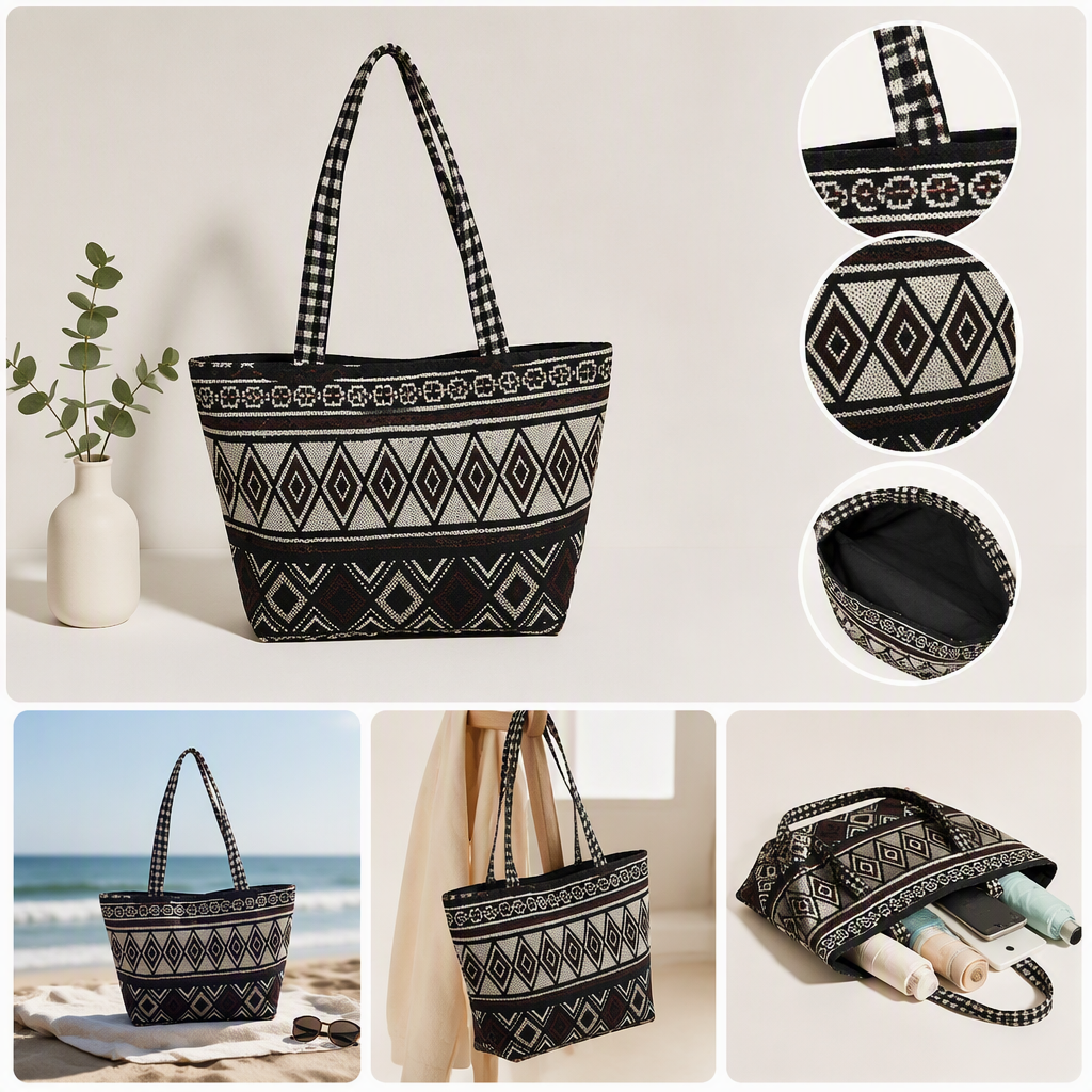 Multi-functional hand-held canvas bag, eco-friendly cloth bag, customized personalized and creative casual shopping bag, fashionable and versatile Specification image