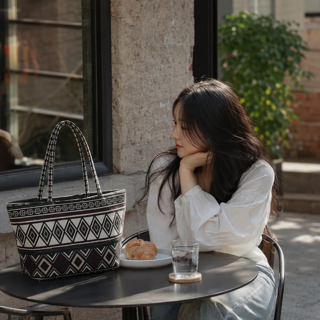 Multi-functional hand-held canvas bag, eco-friendly cloth bag, customized personalized and creative casual shopping bag, fashionable and versatile details Picture