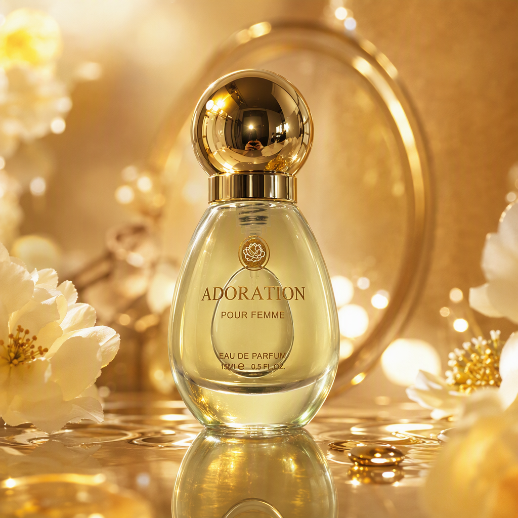 The golden spherical cap transparent glass perfume bottle is elegant, fashionable and leaves a lasting fragrance. It features a fragrant packaging design Specification image