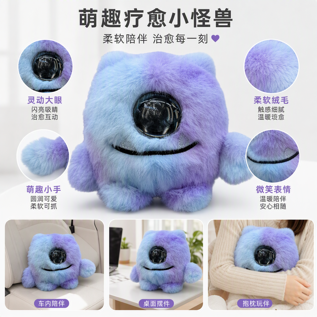 ألعاب الأطفال اللطيفة ذات اللون الأرجواني الأرجواني المتدرج المحفوف بالأرجواني، التي يرافقها آآى الذكي،