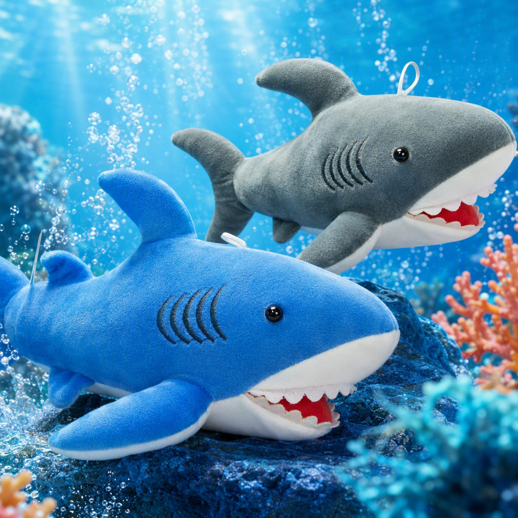 Fun blue and gray shark dolls, children's fabric soft and cute throw pillows, toys, gifts, collectibles Specification image