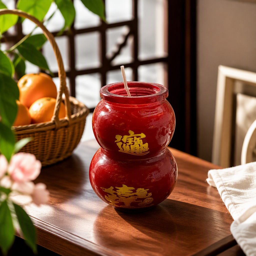 Creative red gourd-shaped candle jars for home decoration, romantic and warm gifts, collectible ornaments details Picture