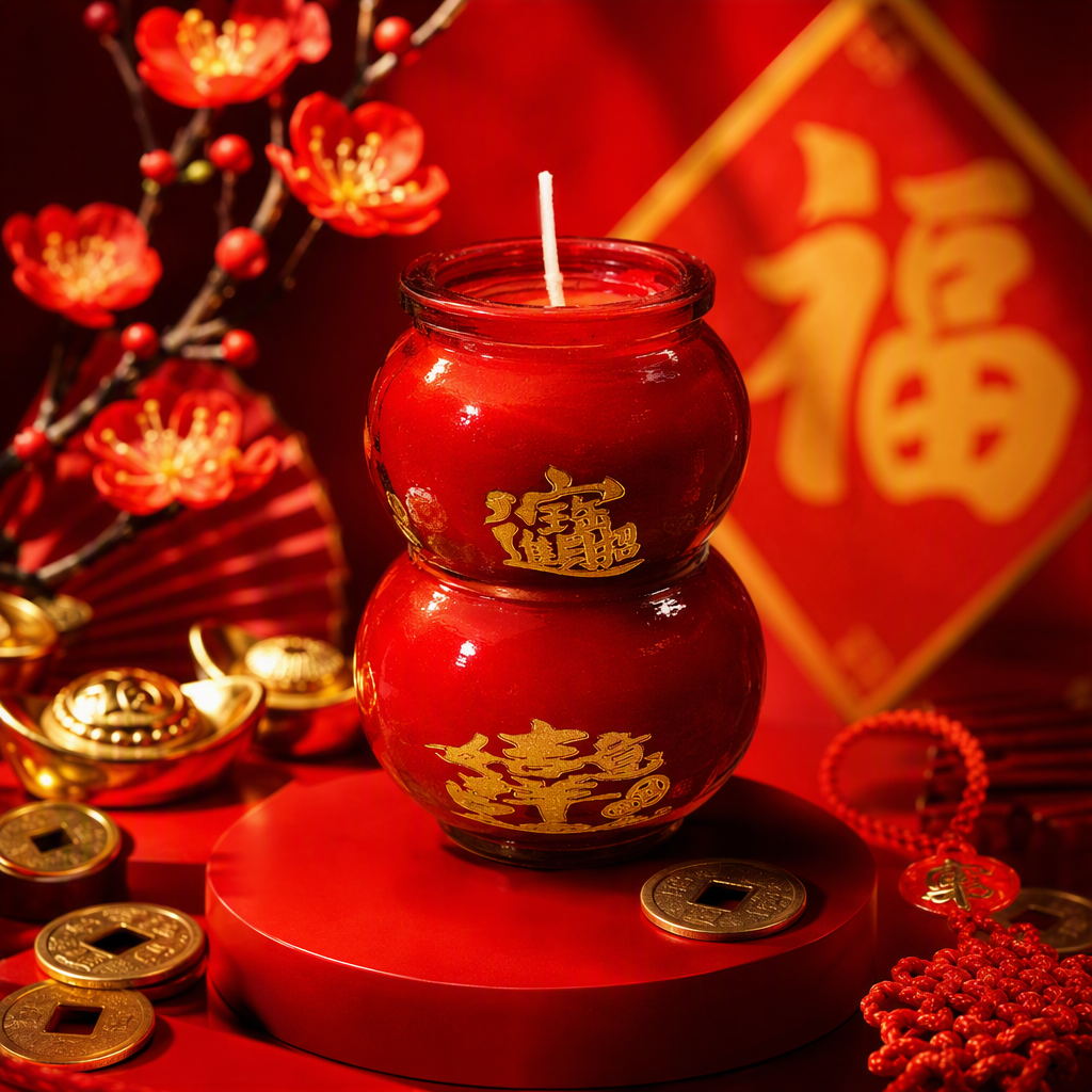 Creative red gourd-shaped candle jars for home decoration, romantic and warm gifts, collectible ornaments Specification image