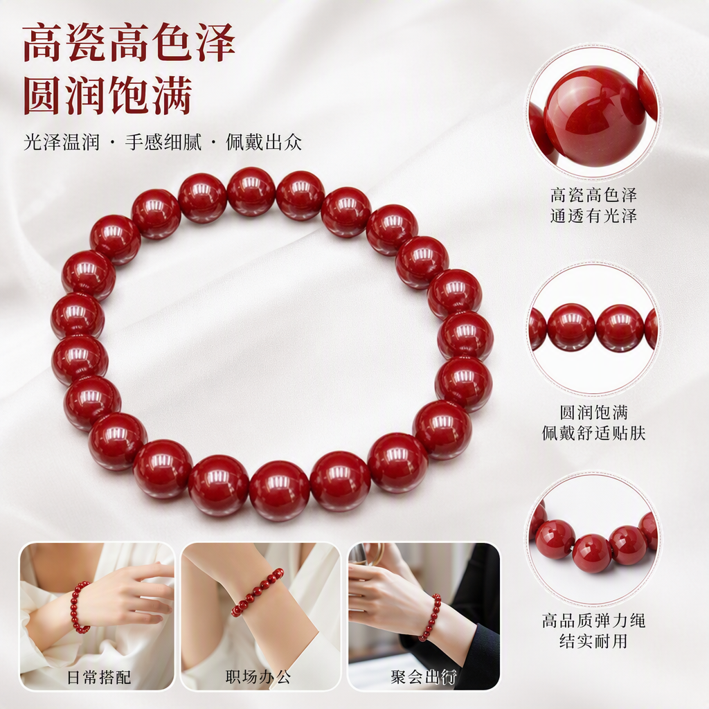 Moda rojo cinabrio brazalete cordón de cuentas brazalete simple vintage handwear colegial pareja handwaven tendencia accesorios