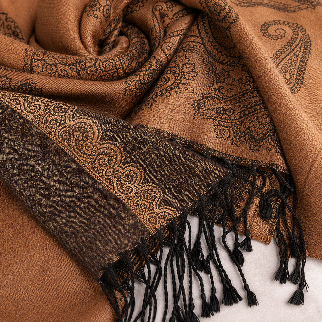 This fashionable and retro brown patterned scarf is versatile and warm. It is a trendy long accessory for women's shawls in autumn and winter Application Scenario