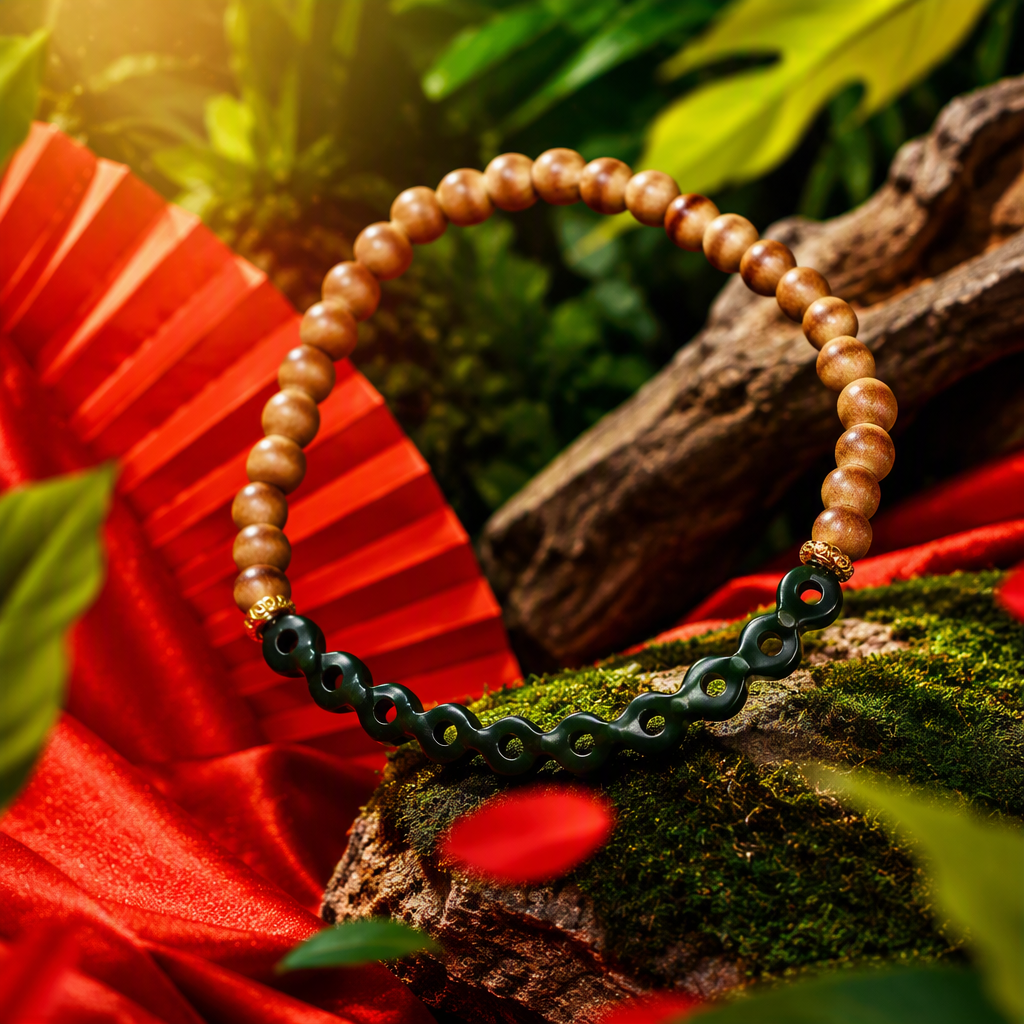 Estilo natural cordones de mano de madera marrón con cuentas verdes frescas pulsera de moda para hombres y mujeres accesorios Specification image