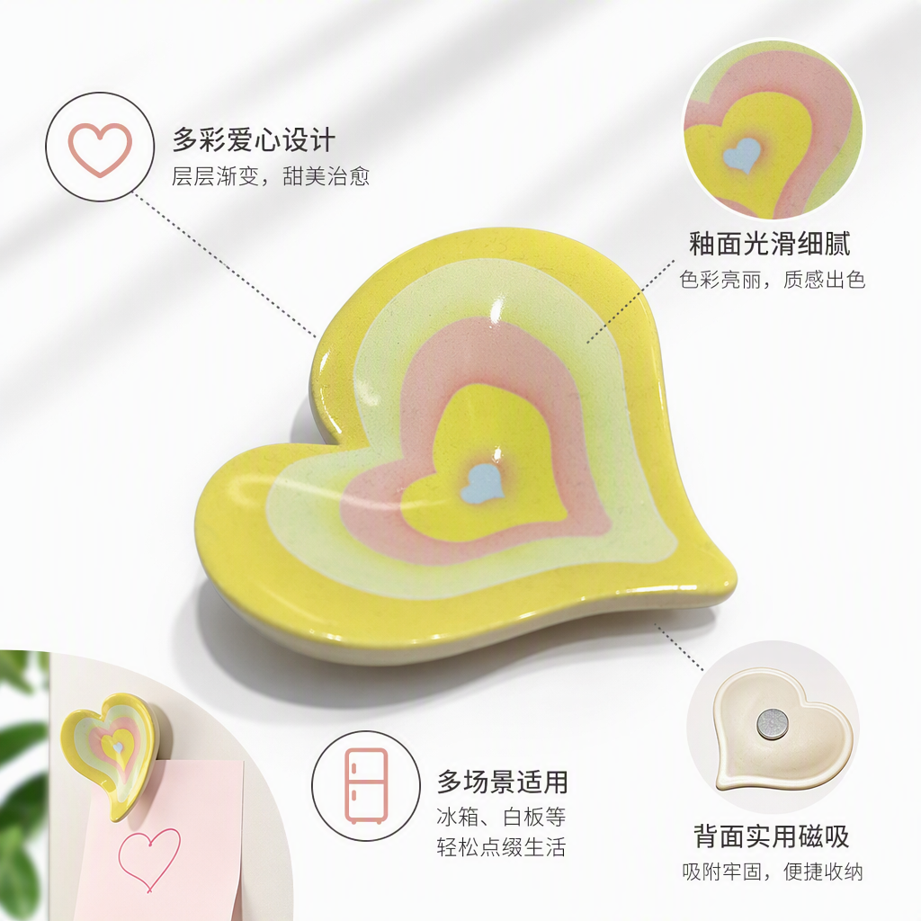 创意心形餐盘家用甜品西点甜品盘子厨房装饰餐具黄色心形盘子