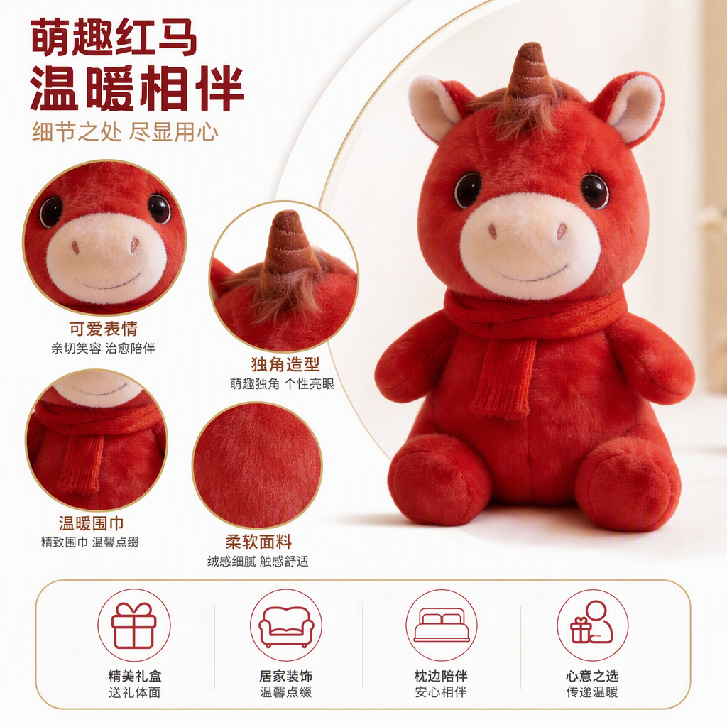 AI inteligente acompañante juguete rojo peluche AI llama roja caballo