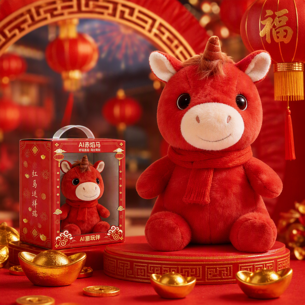 AI inteligente acompañante juguete rojo peluche AI llama roja caballo Specification image