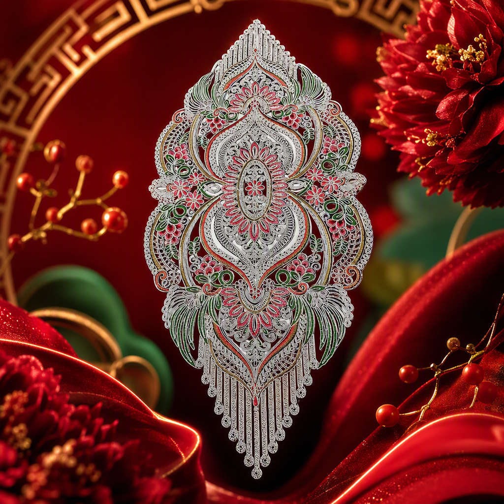 حاشية تطريز بيضاء مزخرفة مزخرفة من الدانتيل الجانبي Specification image