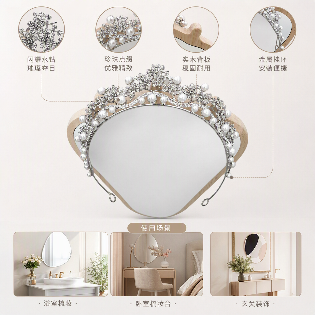 A dazzling silver pearl and diamond-encrusted crown headpiece, an elegant and luxurious lady's hair accessory, is presented as a gift