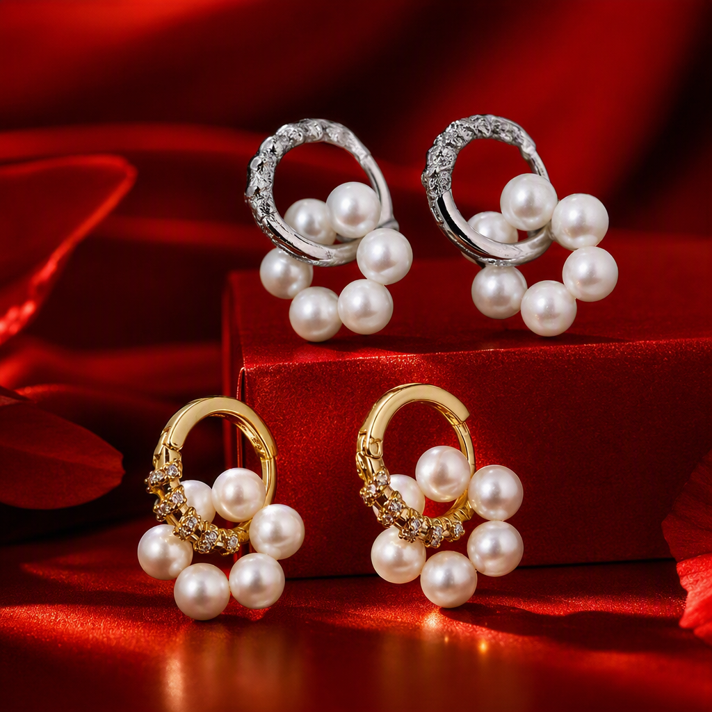 Elegant and refined pearl earrings, simple and fashionable women's earrings and stud earrings, versatile and trendy accessories Specification image