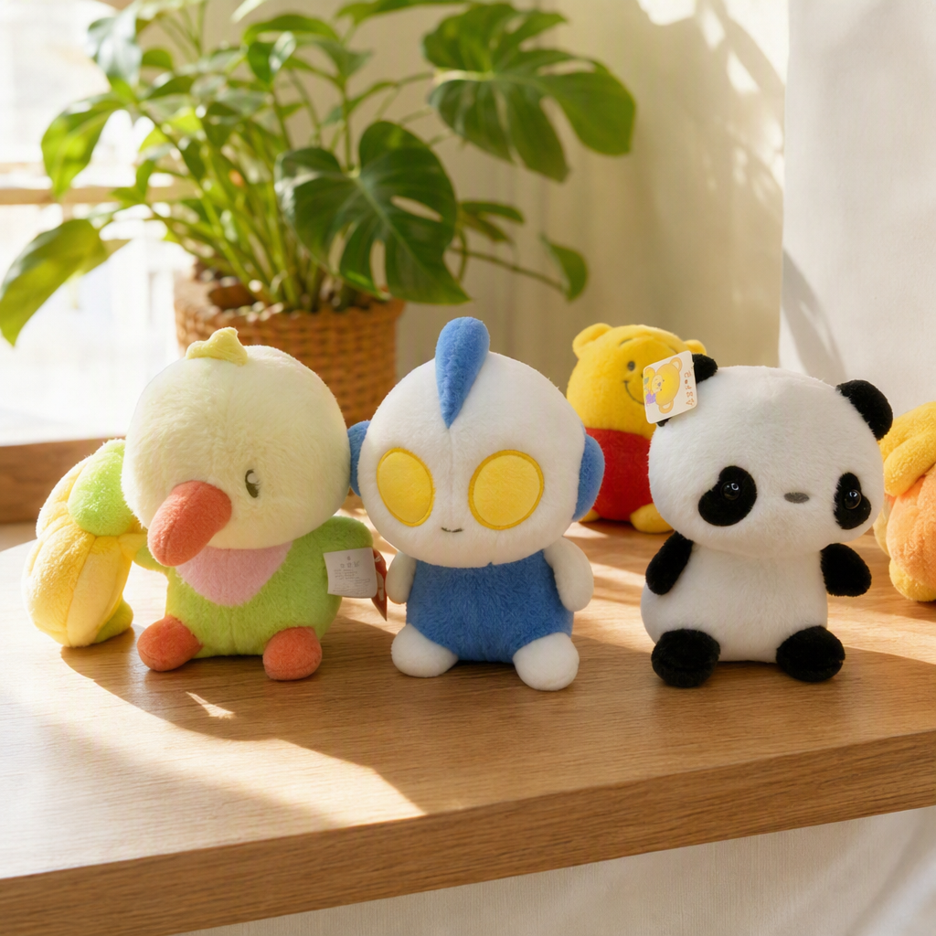 Colorful plush dolls, cute cartoon animal throw pillows, children's toys, soft velvet fabric gifts, collectible items details Picture