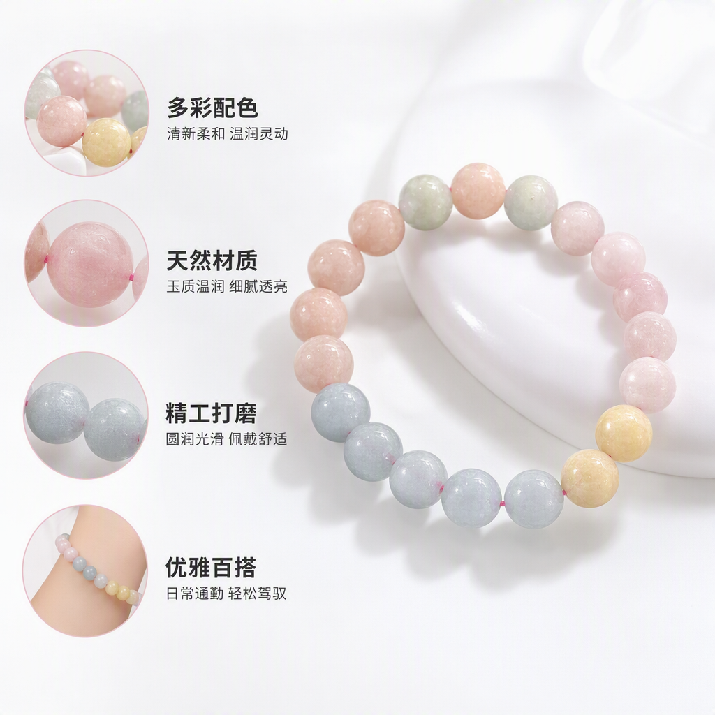 多彩彩色珠串手链时尚潮流手工编织个性女生饰品休闲百搭款
