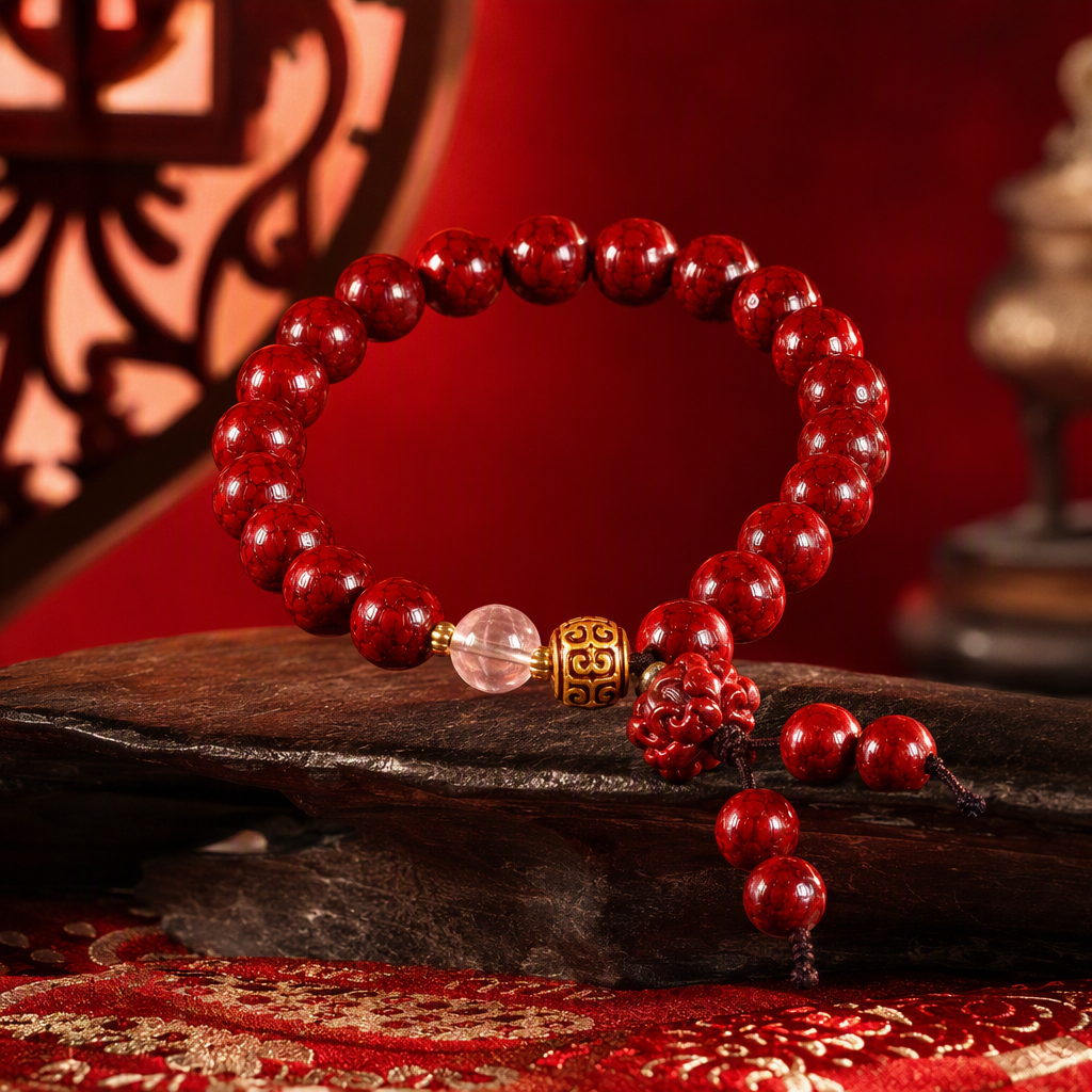 Cinabrio cadena de mano moda cadena de cuentas rojas pulsera vintage hecho a mano tejido colorido pareja mujer accesorios de mano tendencia emparejamiento Specification image