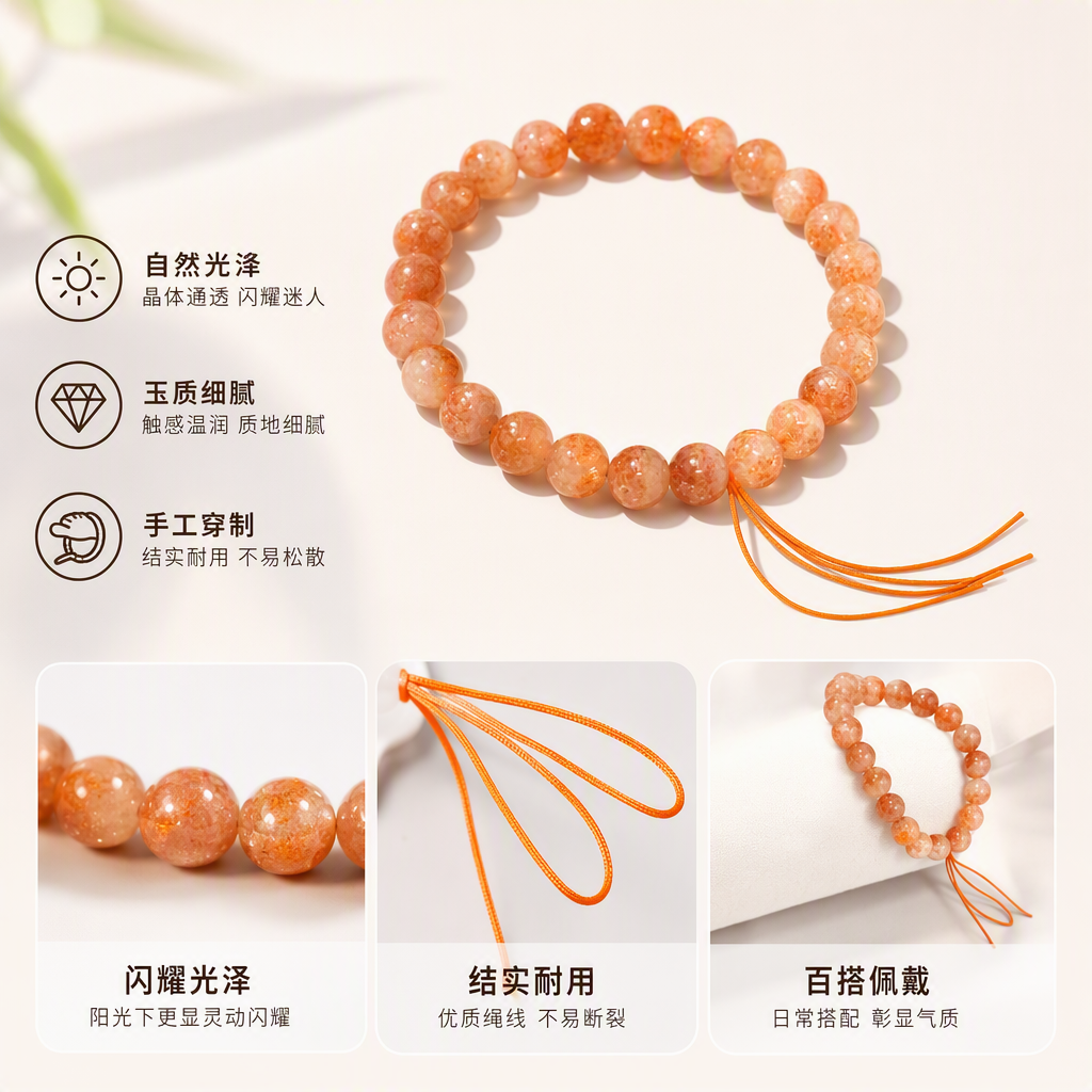 橙色珠串手链时尚简约手工编织多彩情侣手饰潮流配饰