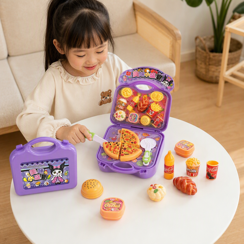 Purple children's lunch box, food toy set, portable, creative and multi-functional children's tableware gift box, fun learning supplies details Picture