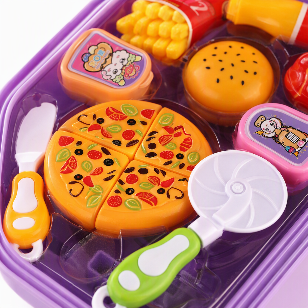 Purple children's lunch box, food toy set, portable, creative and multi-functional children's tableware gift box, fun learning supplies Application Scenario