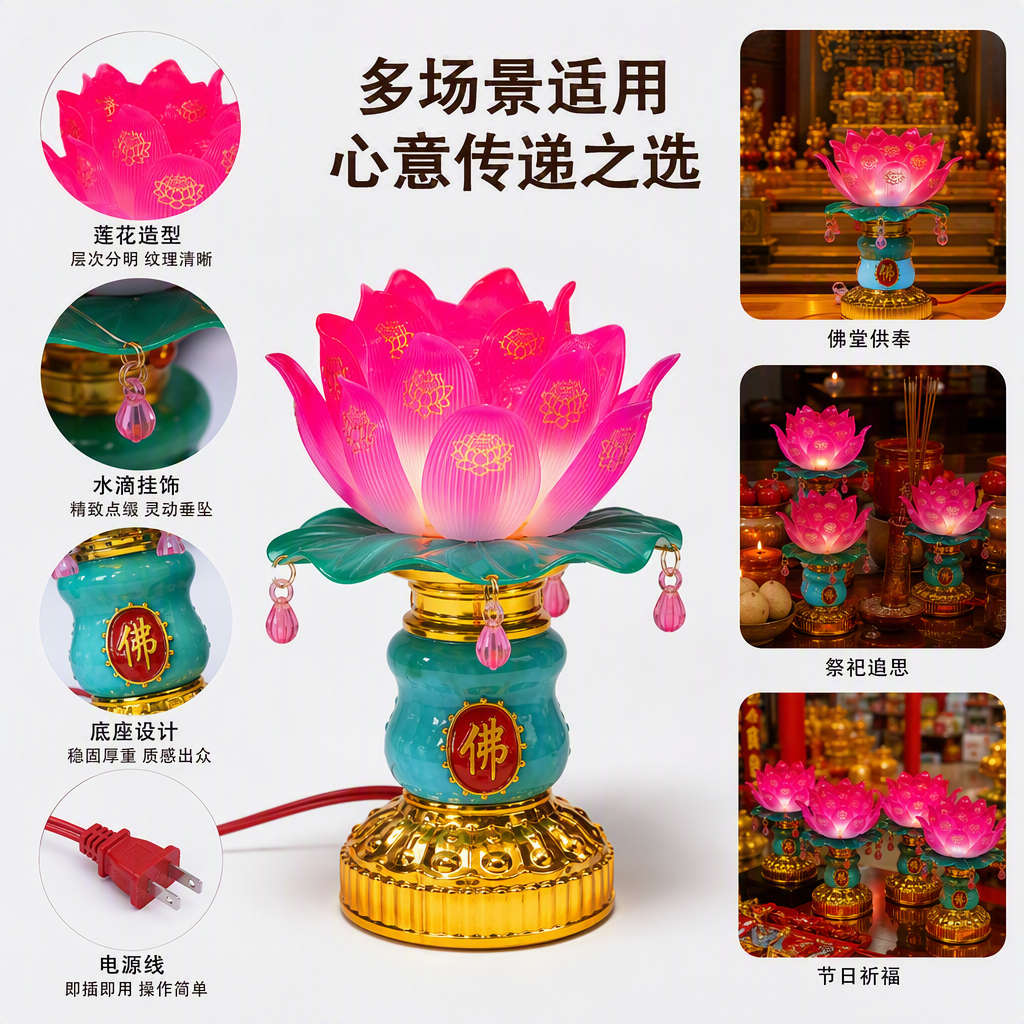 Colorful lotus lighting fixtures, creative decoration for night scenes, warm home atmosphere lights, colorful light strings, festival gifts