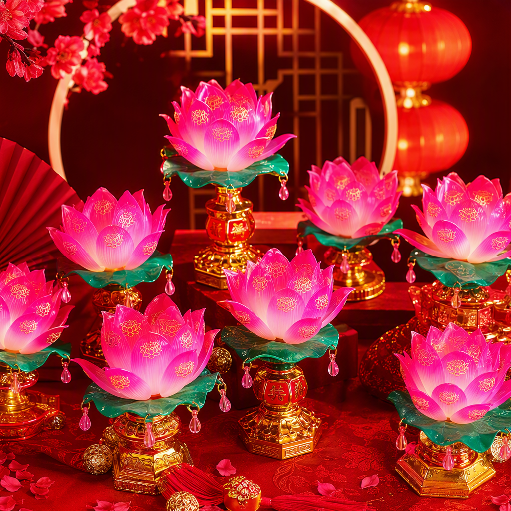 Colorful lotus lighting fixtures, creative decoration for night scenes, warm home atmosphere lights, colorful light strings, festival gifts Specification image