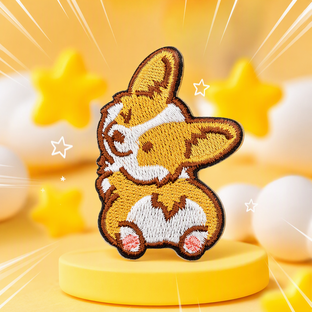Cute Corgi embroidered badge, yellow animal-decorated brooch, student gift collection Specification image