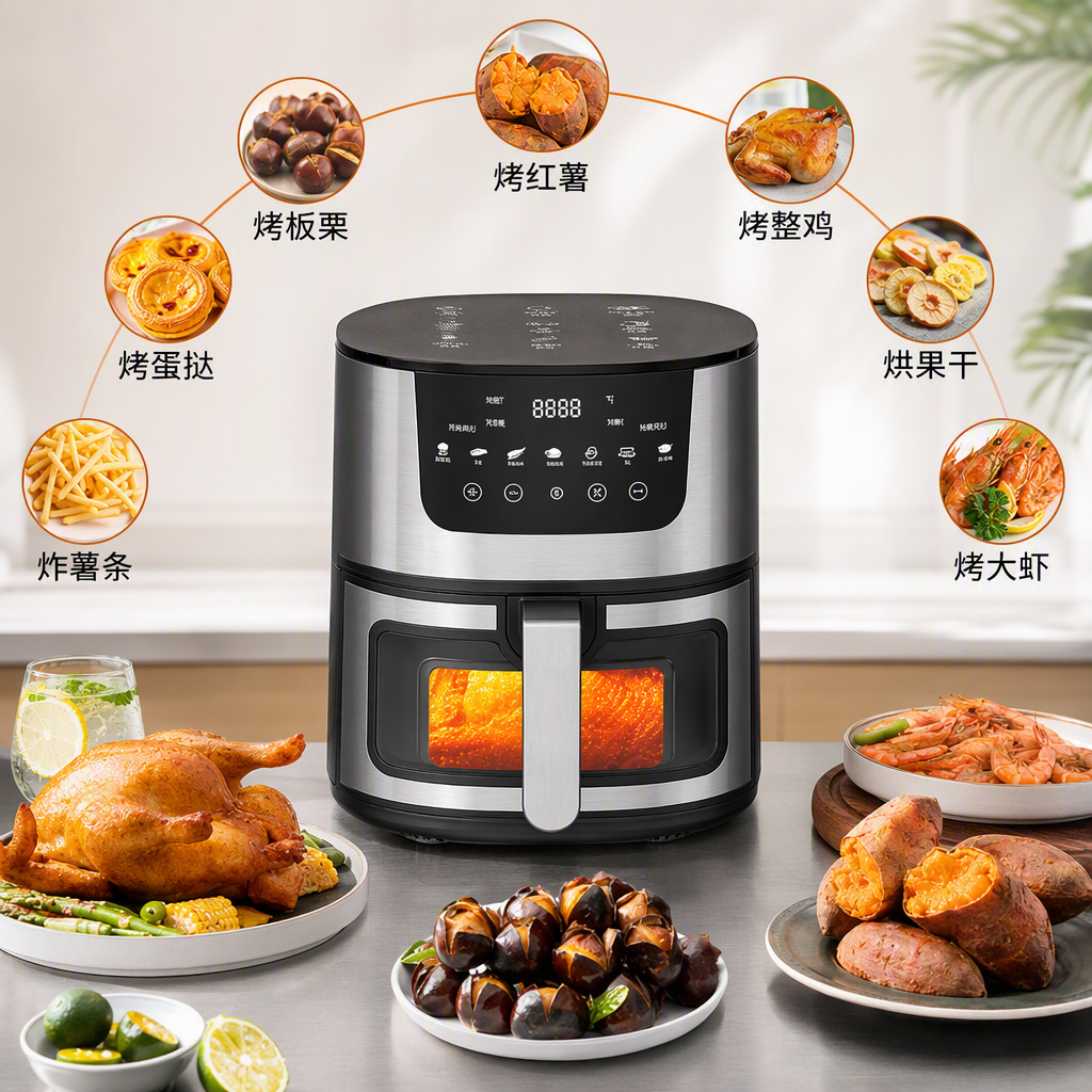 进口空气炸锅家用多功能不粘涂层大容量电器健康烹饪厨房必备细节图