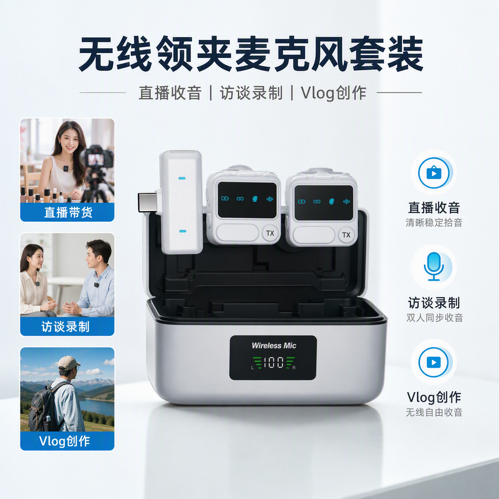 Black wireless microphone host portable packaging box, professional audio equipment, performance stage accessories
