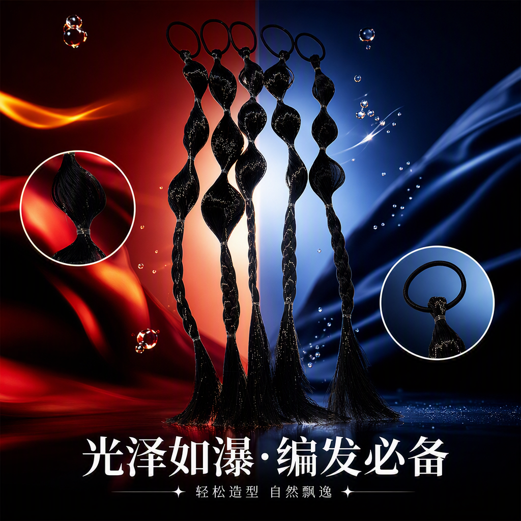 Fashionable black ponytail accessories, simple and versatile hair accessories, hair clips, hair accessories, hair bands, hair ropes, hair rings, student headwear, women's style Specification image
