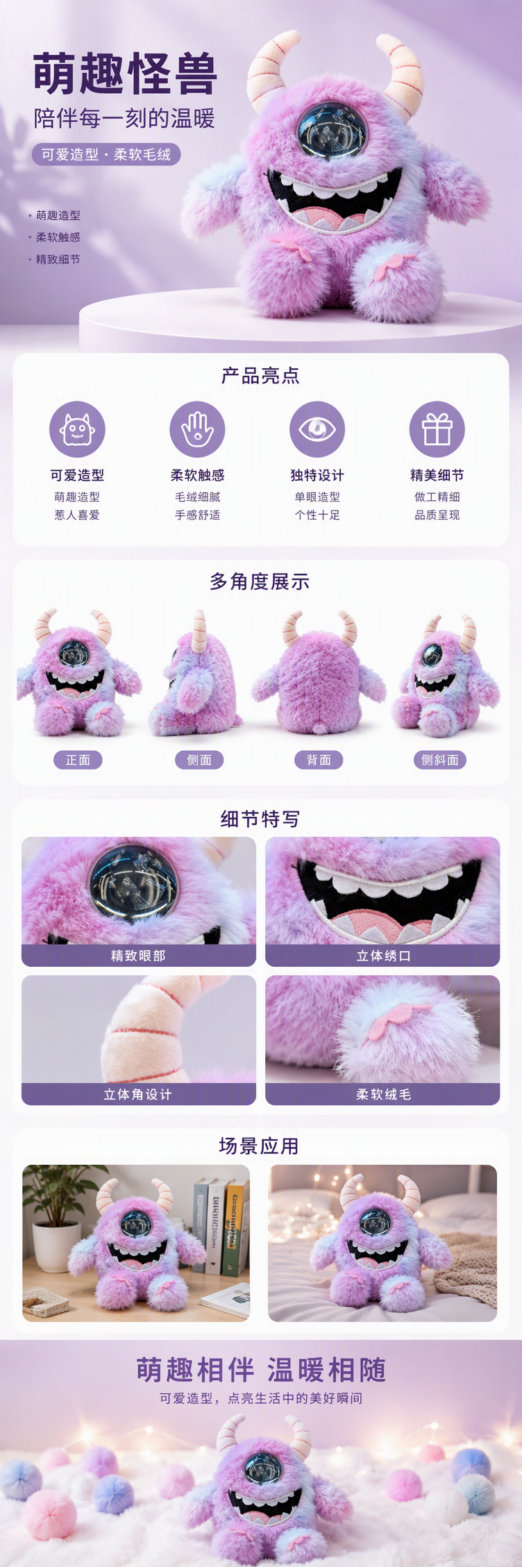 AI inteligente acompañante juguete lindo rosa peluche monstruo muñeca almohada tela suave moe juguetes para niños regalo pic 2