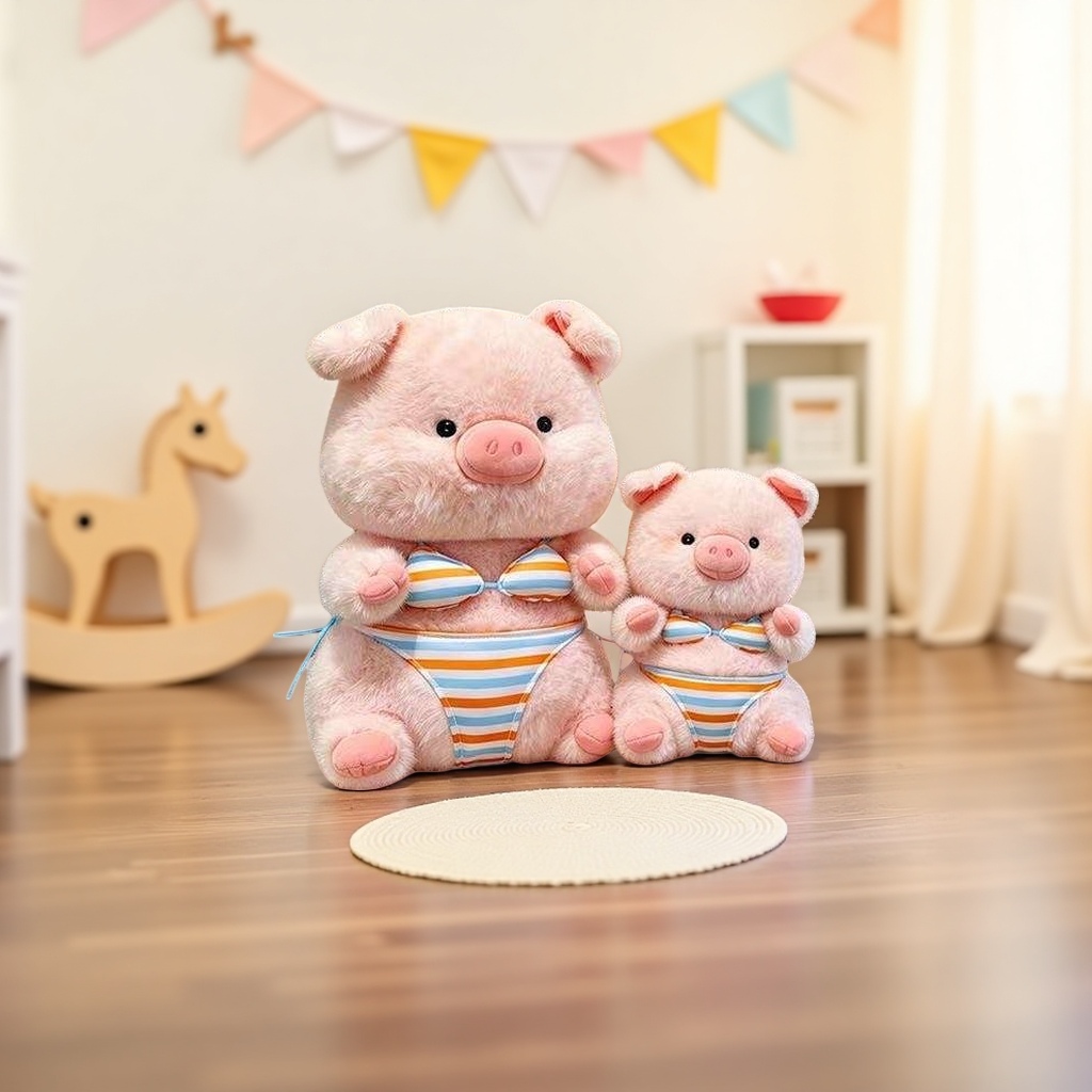 Cute pink piglet plush toy pillow, children's toy, birthday gift, fabric soft and adorable companion Application Scenario