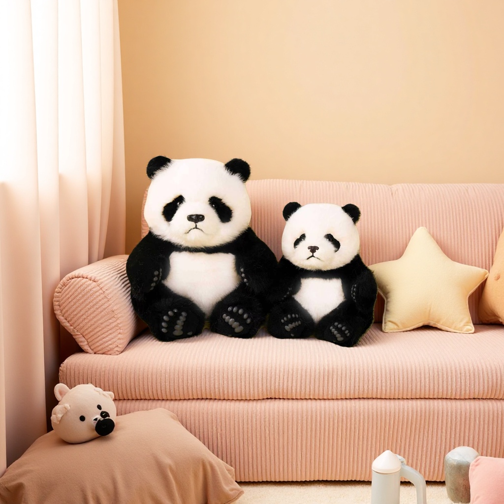Two cute cartoon panda dolls, colorful soft velvet fabric cushions, children's gift collectibles