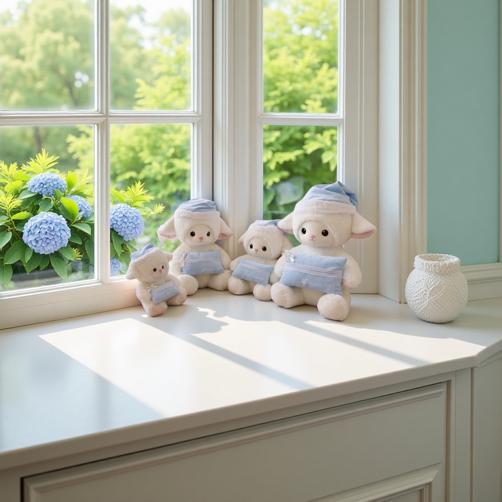 دمية الصوف الأبيض الجميلة تحمل دمية محملة بدمى الفراء، هدية من طفل دمى خفيفة Specification image