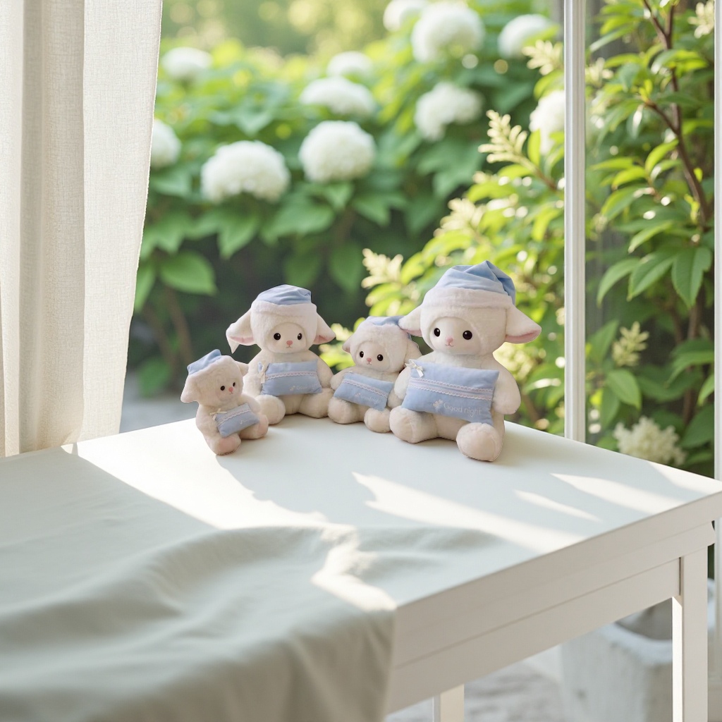 Cute white plush sheep doll, throw pillow, plush toy, children's gift, plush doll, soft and adorable souvenir
