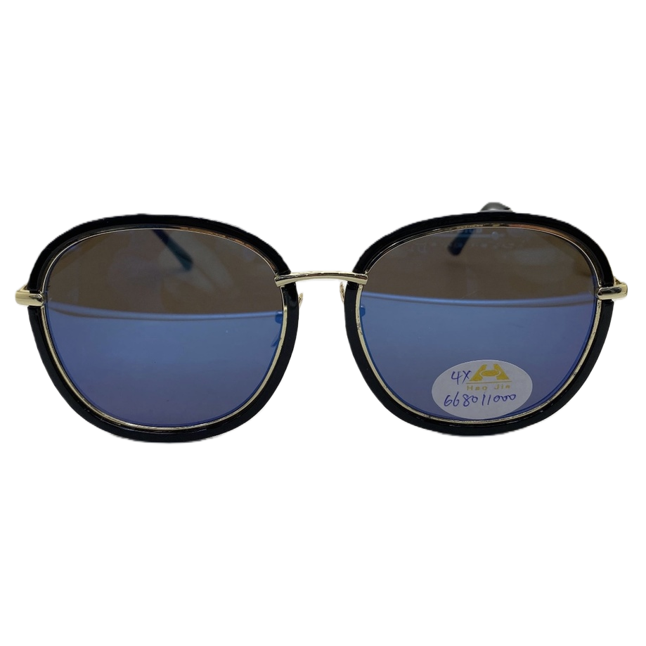 Fashionable golden fine-beam blue gradient lens polarized sunglasses with black frames, trendy and casual for both men and women Item Picture