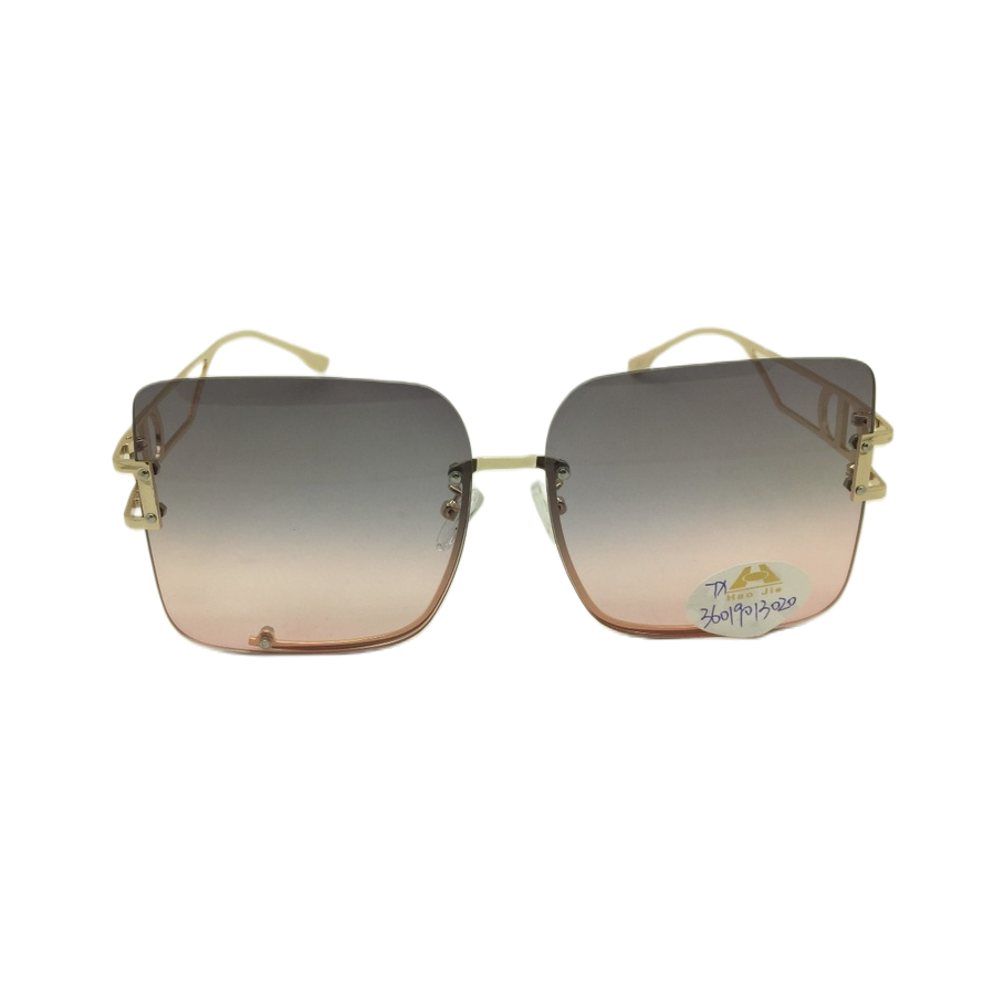 Fashionable golden-framed gradient pinkish-gray sunglasses with polarized UV protection, trendy sunglasses for both men and women Item Picture