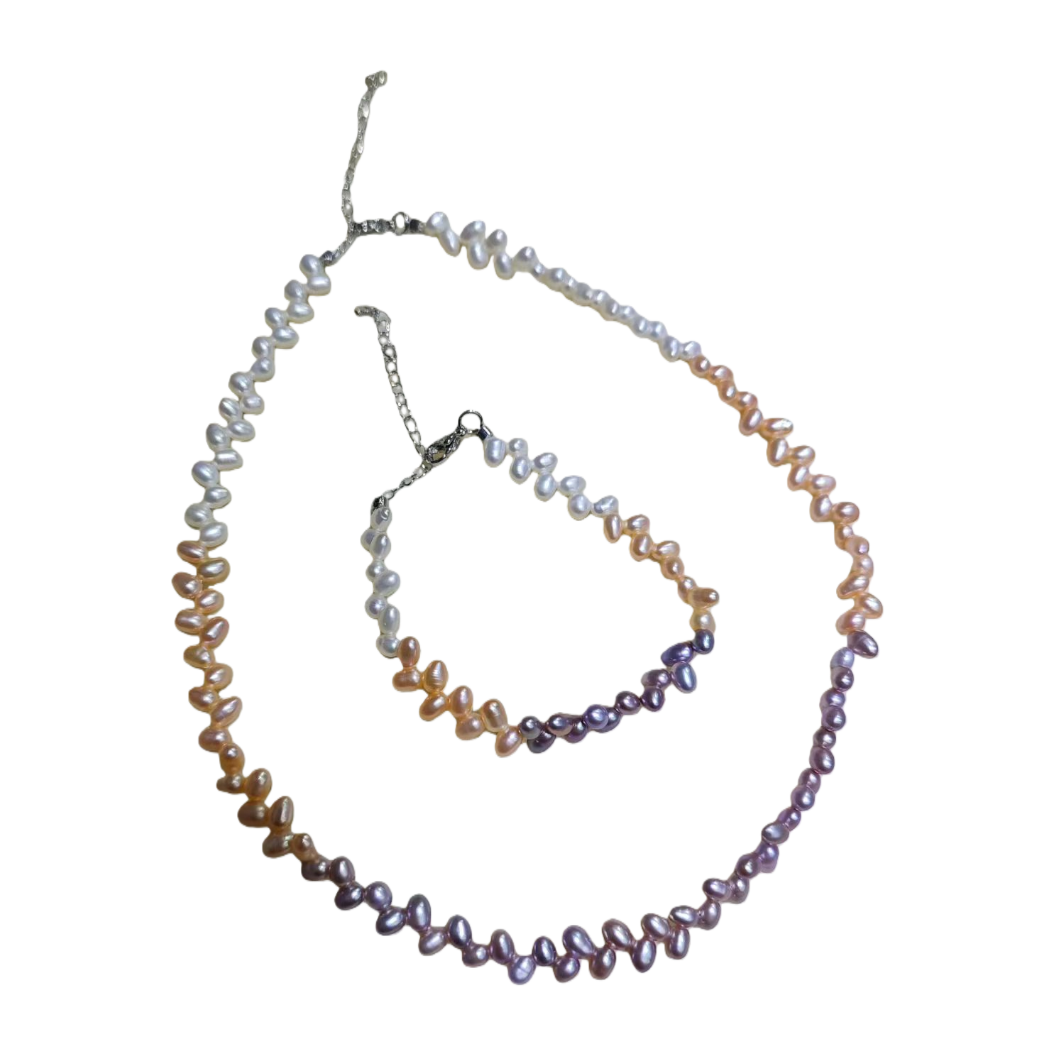 Colorful pearl necklace and bracelet set, elegant and fashionable. Colorful mother-of-pearl jewelry gift box, suitable for women as a gift Item Picture