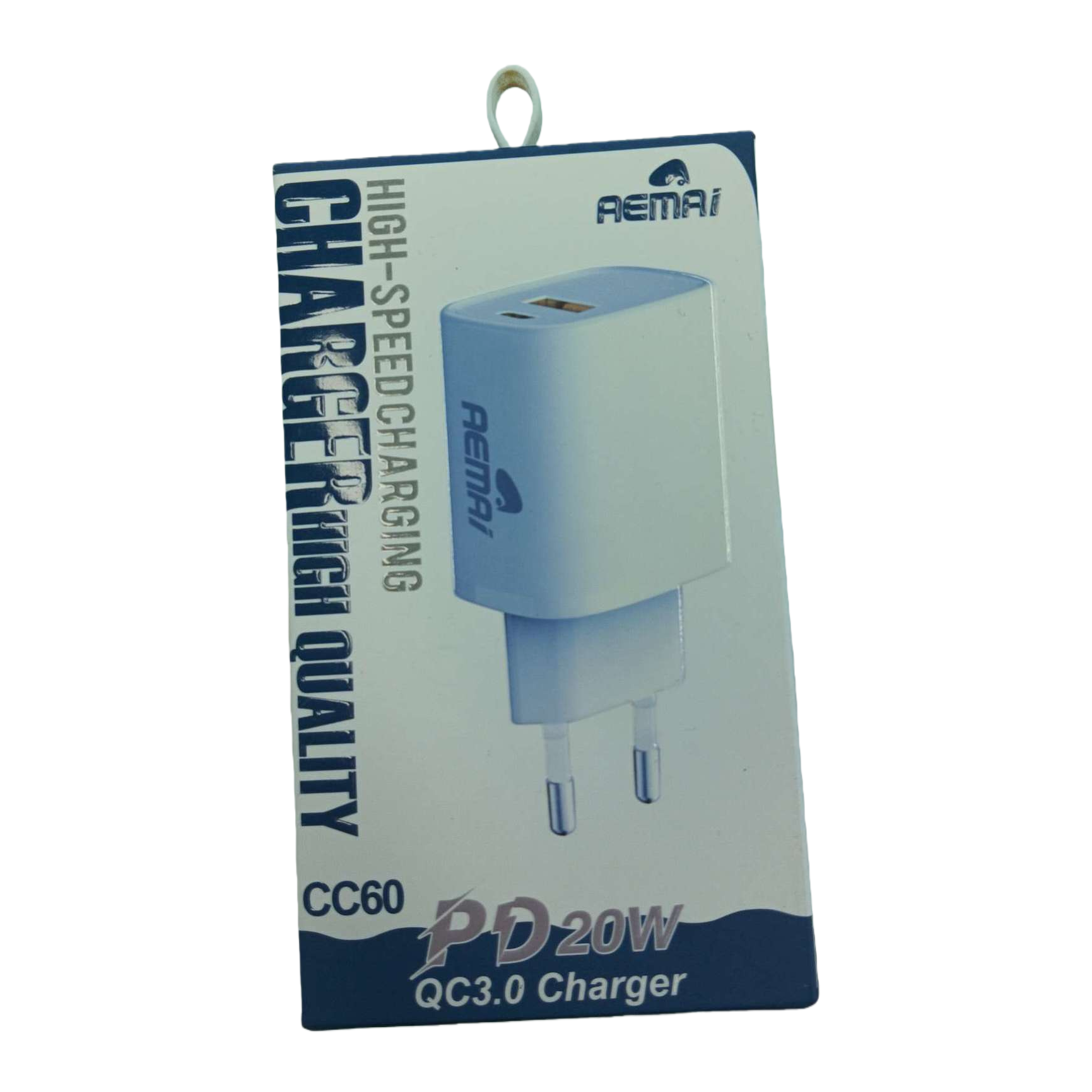 The multi-functional blue and white packaging box portable charger is suitable for charging multiple devices. The wired control design is fashionable and simple Application Scenario